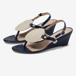 Jack Rogers Reef Edge Leather Sandal in Blue Size 6